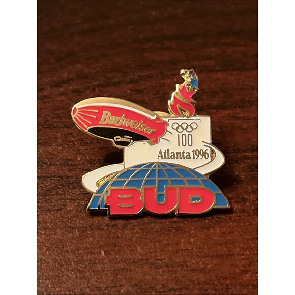 Vintage 1996 Atlanta Summer Olympics Budweiser Blimp Bud Beer Lapel‎ Hat Pin - Picture 1 of 3